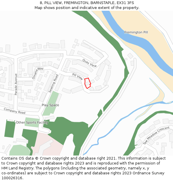 8, PILL VIEW, FREMINGTON, BARNSTAPLE, EX31 3FS: Location map and indicative extent of plot