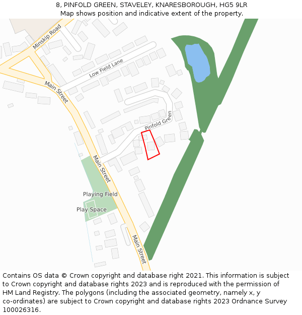 8, PINFOLD GREEN, STAVELEY, KNARESBOROUGH, HG5 9LR: Location map and indicative extent of plot