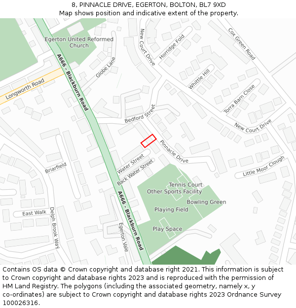 8, PINNACLE DRIVE, EGERTON, BOLTON, BL7 9XD: Location map and indicative extent of plot