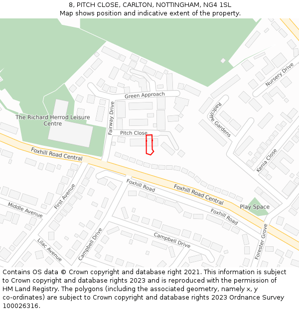 8, PITCH CLOSE, CARLTON, NOTTINGHAM, NG4 1SL: Location map and indicative extent of plot