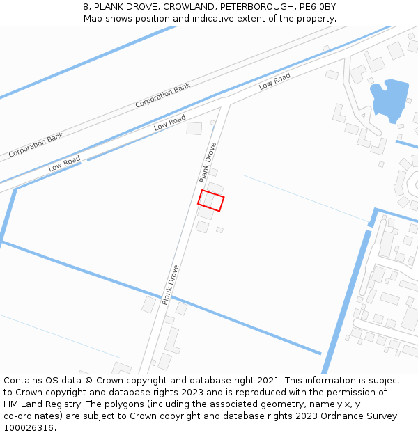 8, PLANK DROVE, CROWLAND, PETERBOROUGH, PE6 0BY: Location map and indicative extent of plot