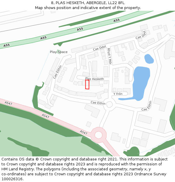 8, PLAS HESKETH, ABERGELE, LL22 8FL: Location map and indicative extent of plot