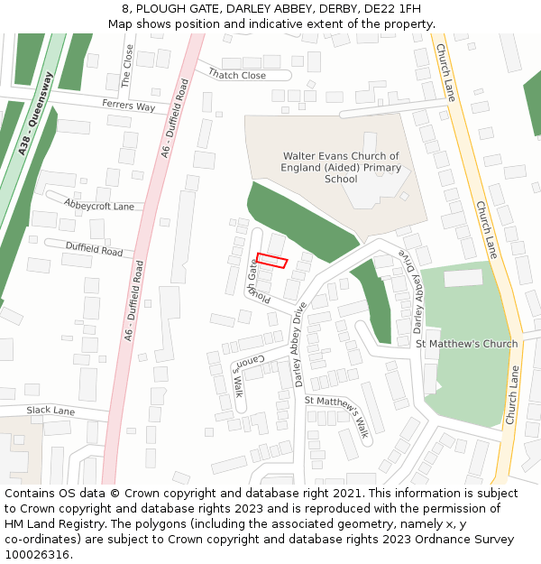 8, PLOUGH GATE, DARLEY ABBEY, DERBY, DE22 1FH: Location map and indicative extent of plot