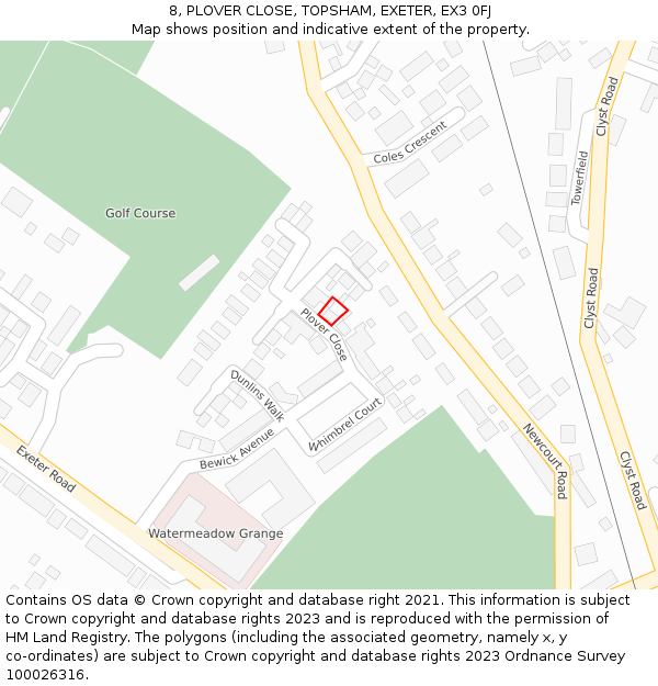 8, PLOVER CLOSE, TOPSHAM, EXETER, EX3 0FJ: Location map and indicative extent of plot