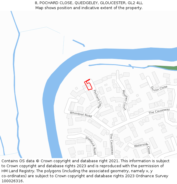 8, POCHARD CLOSE, QUEDGELEY, GLOUCESTER, GL2 4LL: Location map and indicative extent of plot