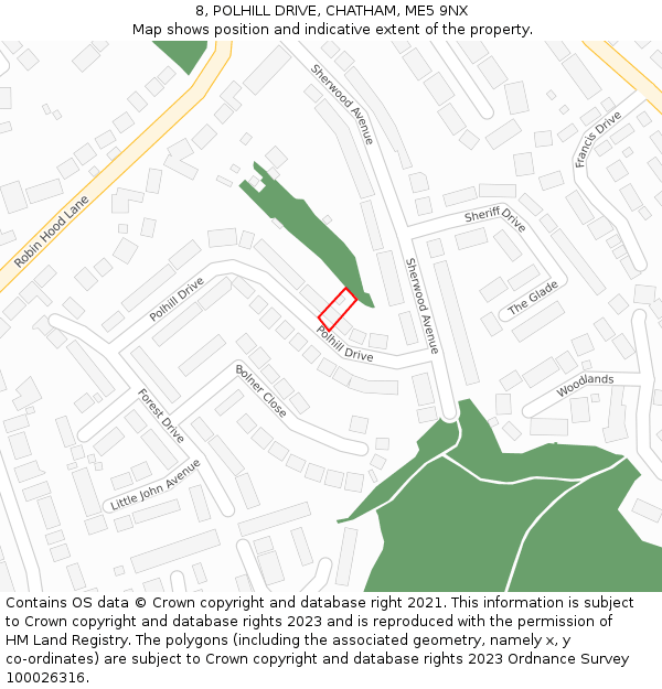 8, POLHILL DRIVE, CHATHAM, ME5 9NX: Location map and indicative extent of plot