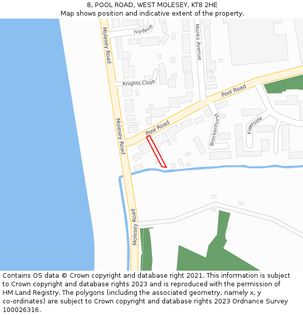 8, POOL ROAD, WEST MOLESEY, KT8 2HE: Location map and indicative extent of plot