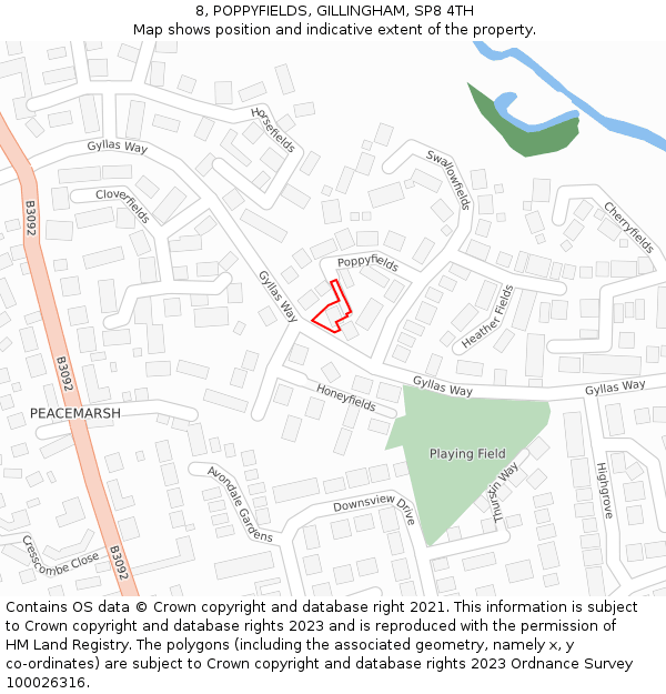 8, POPPYFIELDS, GILLINGHAM, SP8 4TH: Location map and indicative extent of plot