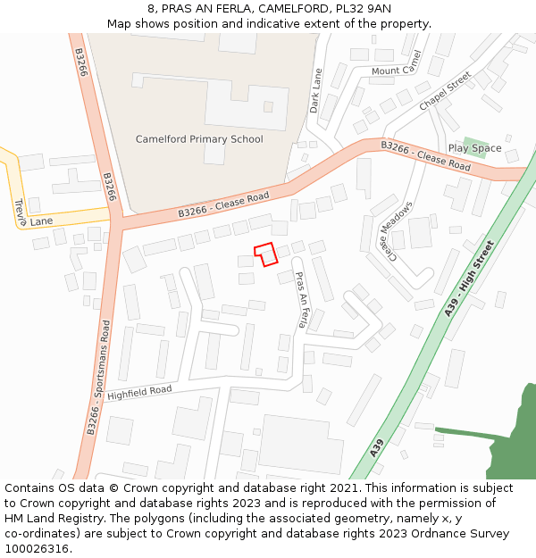 8, PRAS AN FERLA, CAMELFORD, PL32 9AN: Location map and indicative extent of plot