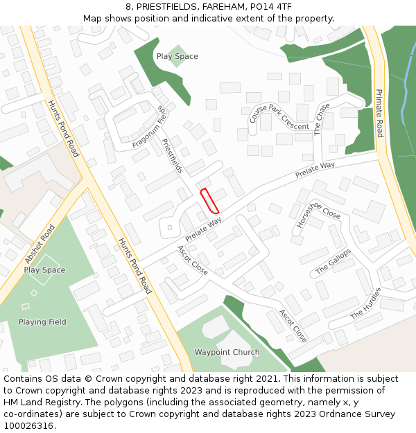 8, PRIESTFIELDS, FAREHAM, PO14 4TF: Location map and indicative extent of plot