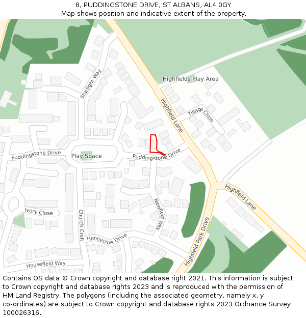 8, PUDDINGSTONE DRIVE, ST ALBANS, AL4 0GY: Location map and indicative extent of plot