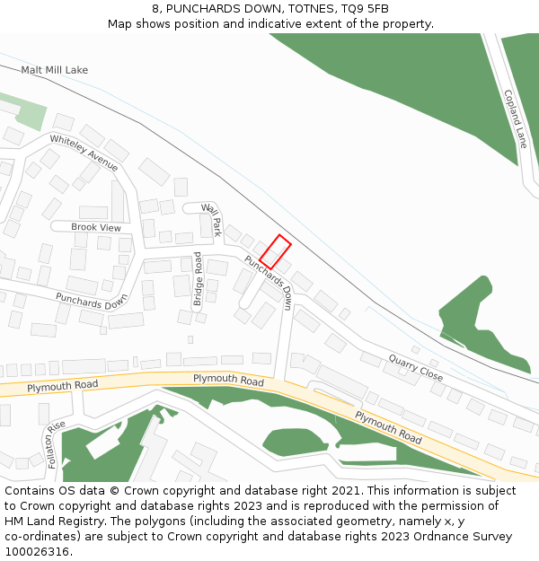 8, PUNCHARDS DOWN, TOTNES, TQ9 5FB: Location map and indicative extent of plot