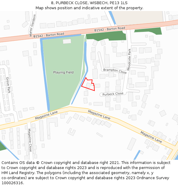 8, PURBECK CLOSE, WISBECH, PE13 1LS: Location map and indicative extent of plot