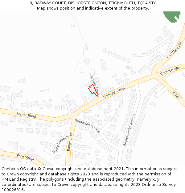 8, RADWAY COURT, BISHOPSTEIGNTON, TEIGNMOUTH, TQ14 9TY: Location map and indicative extent of plot