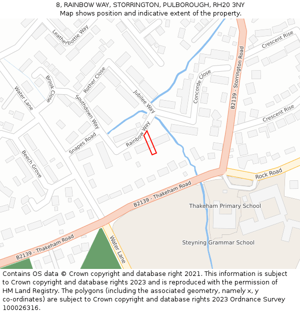 8, RAINBOW WAY, STORRINGTON, PULBOROUGH, RH20 3NY: Location map and indicative extent of plot