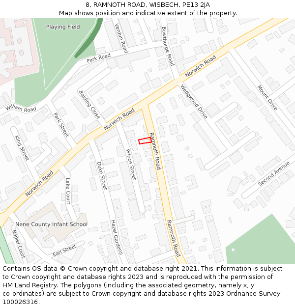 8, RAMNOTH ROAD, WISBECH, PE13 2JA: Location map and indicative extent of plot