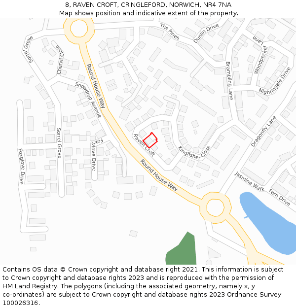 8, RAVEN CROFT, CRINGLEFORD, NORWICH, NR4 7NA: Location map and indicative extent of plot