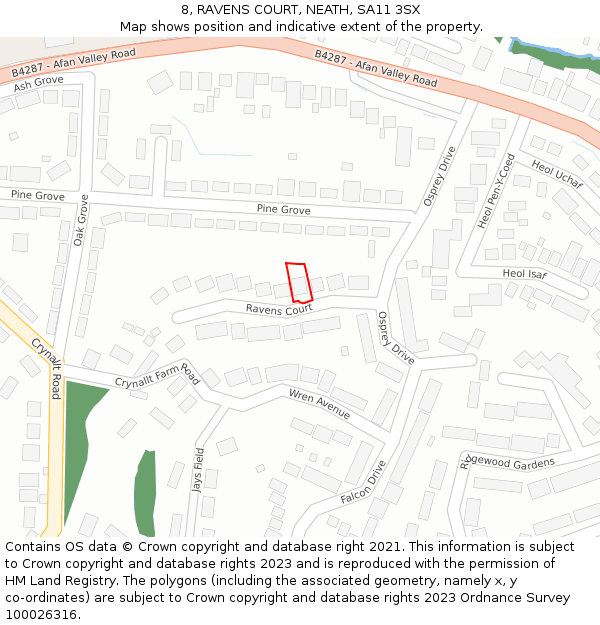 8, RAVENS COURT, NEATH, SA11 3SX: Location map and indicative extent of plot