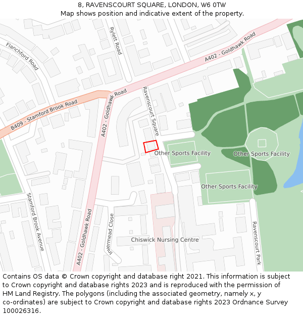 8, RAVENSCOURT SQUARE, LONDON, W6 0TW: Location map and indicative extent of plot