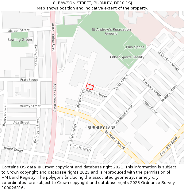 8, RAWSON STREET, BURNLEY, BB10 1SJ: Location map and indicative extent of plot