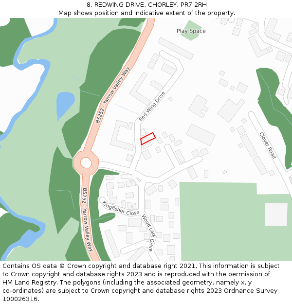 8, REDWING DRIVE, CHORLEY, PR7 2RH: Location map and indicative extent of plot