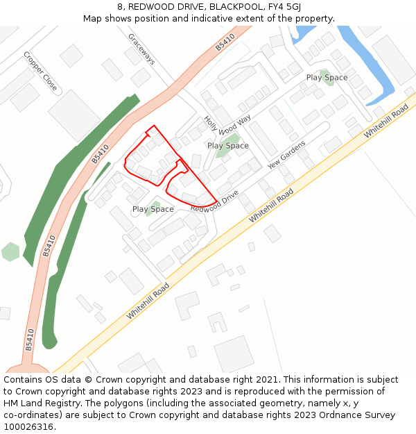 8, REDWOOD DRIVE, BLACKPOOL, FY4 5GJ: Location map and indicative extent of plot