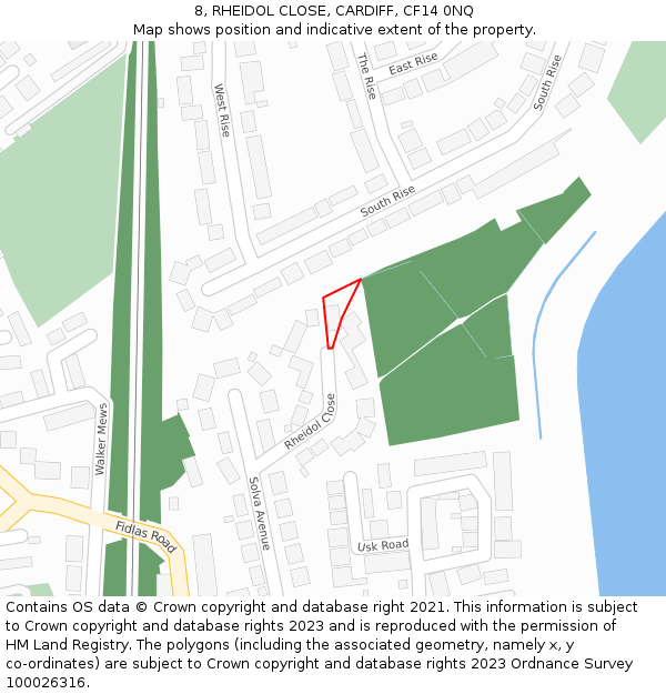 8, RHEIDOL CLOSE, CARDIFF, CF14 0NQ: Location map and indicative extent of plot