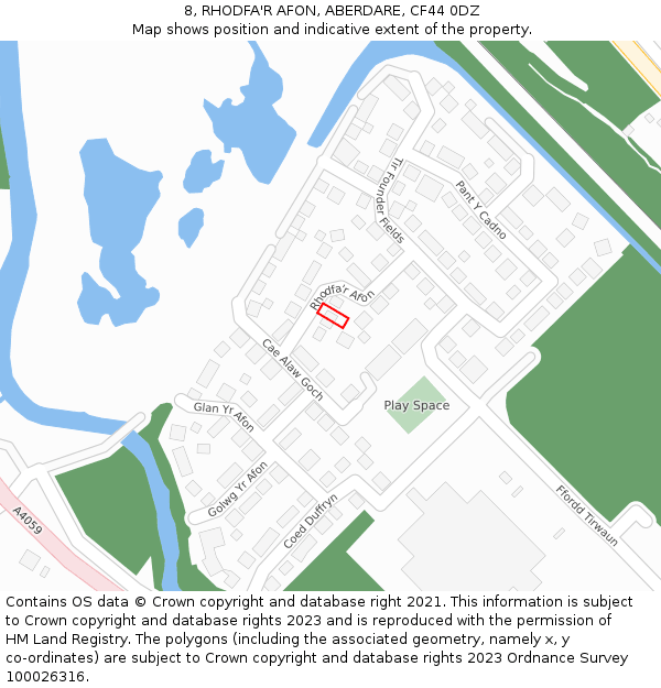 8, RHODFA'R AFON, ABERDARE, CF44 0DZ: Location map and indicative extent of plot