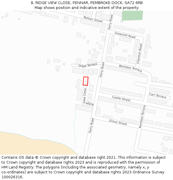 8, RIDGE VIEW CLOSE, PENNAR, PEMBROKE DOCK, SA72 6RB: Location map and indicative extent of plot