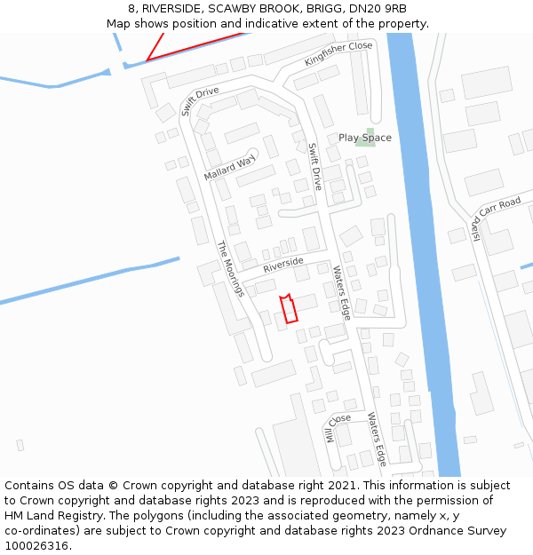 8, RIVERSIDE, SCAWBY BROOK, BRIGG, DN20 9RB: Location map and indicative extent of plot