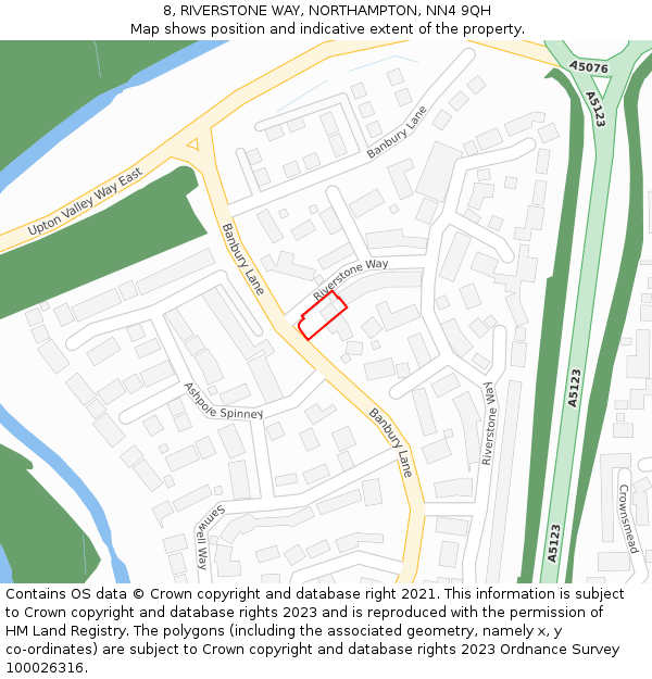 8, RIVERSTONE WAY, NORTHAMPTON, NN4 9QH: Location map and indicative extent of plot