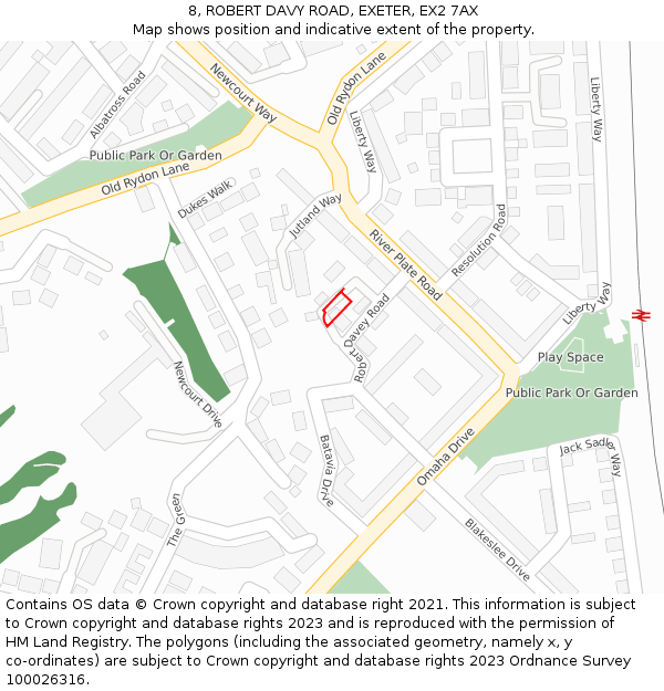 8, ROBERT DAVY ROAD, EXETER, EX2 7AX: Location map and indicative extent of plot