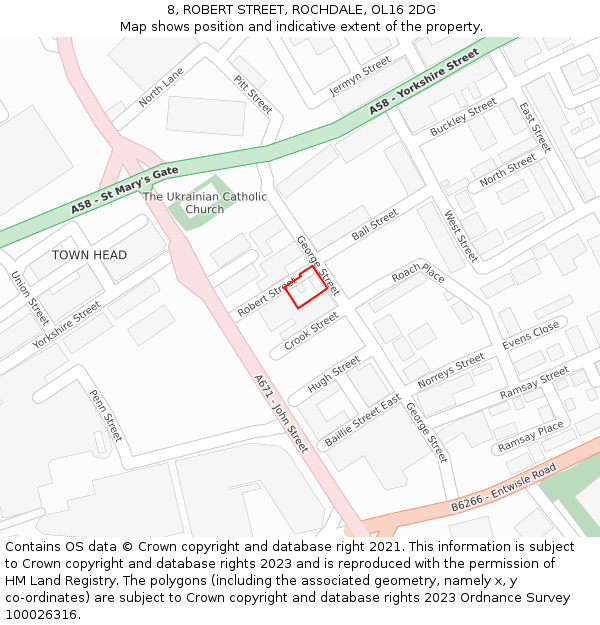 8, ROBERT STREET, ROCHDALE, OL16 2DG: Location map and indicative extent of plot