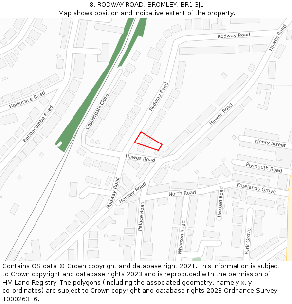 8, RODWAY ROAD, BROMLEY, BR1 3JL: Location map and indicative extent of plot