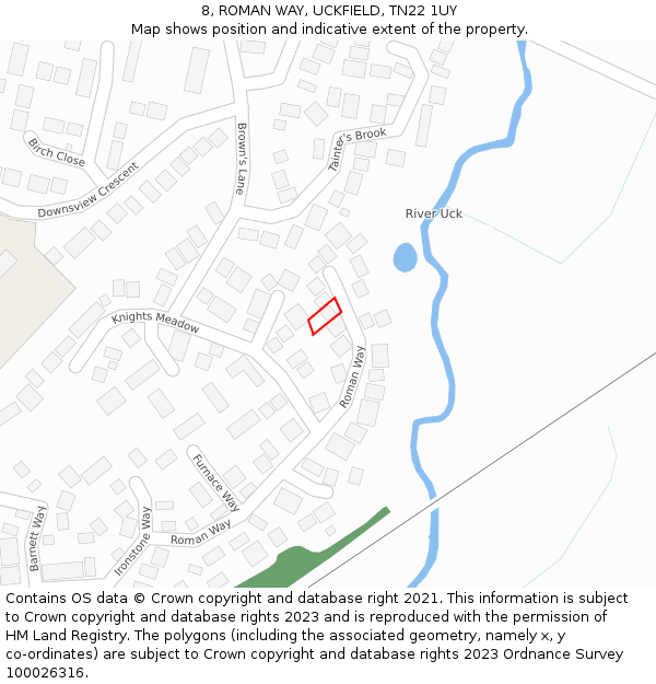 8, ROMAN WAY, UCKFIELD, TN22 1UY: Location map and indicative extent of plot