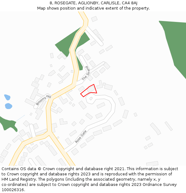 8, ROSEGATE, AGLIONBY, CARLISLE, CA4 8AJ: Location map and indicative extent of plot