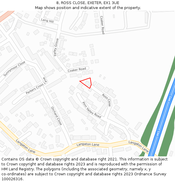 8, ROSS CLOSE, EXETER, EX1 3UE: Location map and indicative extent of plot