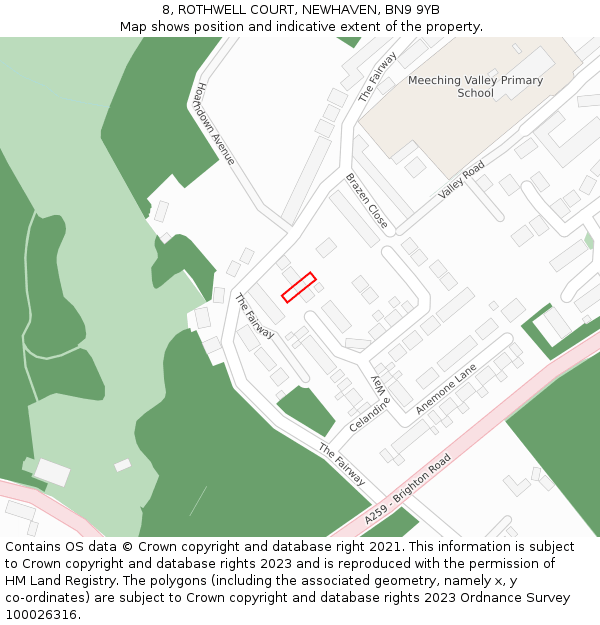 8, ROTHWELL COURT, NEWHAVEN, BN9 9YB: Location map and indicative extent of plot