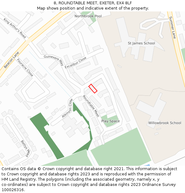 8, ROUNDTABLE MEET, EXETER, EX4 8LF: Location map and indicative extent of plot