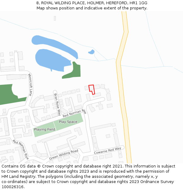 8, ROYAL WILDING PLACE, HOLMER, HEREFORD, HR1 1GG: Location map and indicative extent of plot