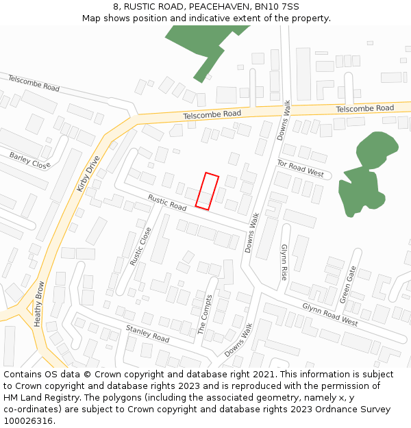 8, RUSTIC ROAD, PEACEHAVEN, BN10 7SS: Location map and indicative extent of plot