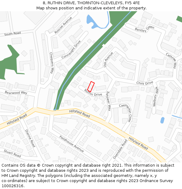 8, RUTHIN DRIVE, THORNTON-CLEVELEYS, FY5 4FE: Location map and indicative extent of plot