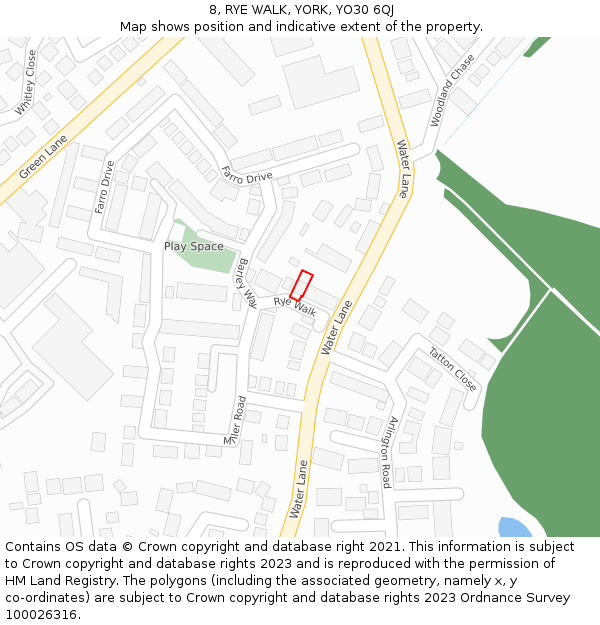 8, RYE WALK, YORK, YO30 6QJ: Location map and indicative extent of plot