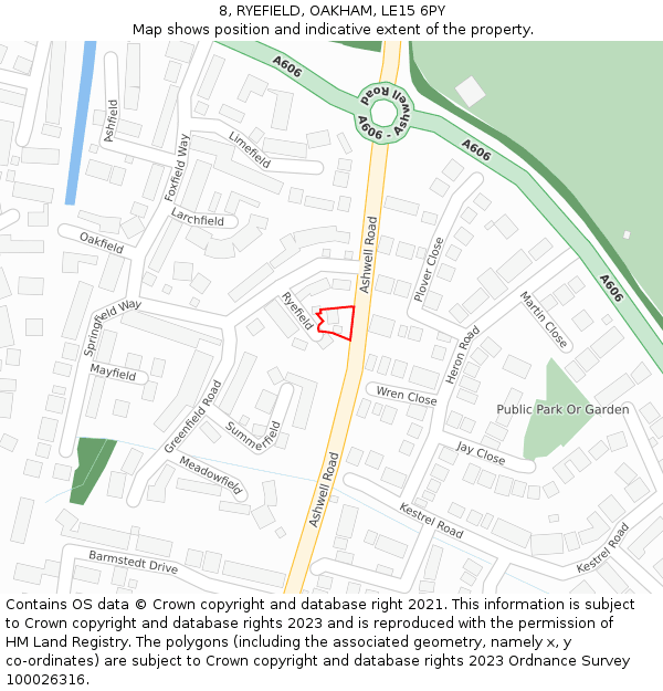 8, RYEFIELD, OAKHAM, LE15 6PY: Location map and indicative extent of plot