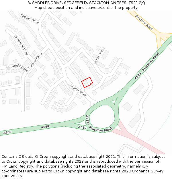 8, SADDLER DRIVE, SEDGEFIELD, STOCKTON-ON-TEES, TS21 2JQ: Location map and indicative extent of plot