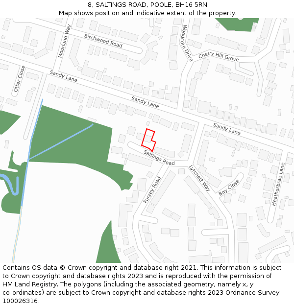 8, SALTINGS ROAD, POOLE, BH16 5RN: Location map and indicative extent of plot