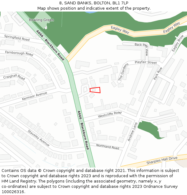 8, SAND BANKS, BOLTON, BL1 7LP: Location map and indicative extent of plot