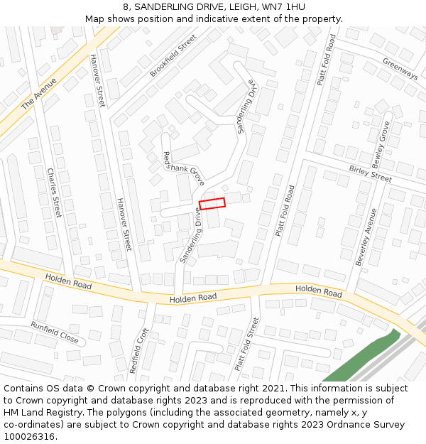 8, SANDERLING DRIVE, LEIGH, WN7 1HU: Location map and indicative extent of plot