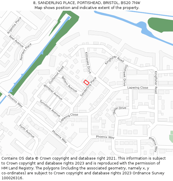 8, SANDERLING PLACE, PORTISHEAD, BRISTOL, BS20 7NW: Location map and indicative extent of plot