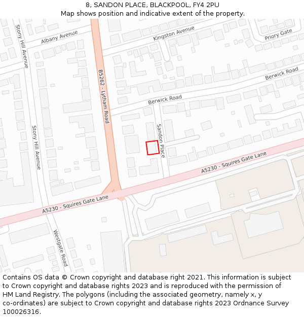 8, SANDON PLACE, BLACKPOOL, FY4 2PU: Location map and indicative extent of plot